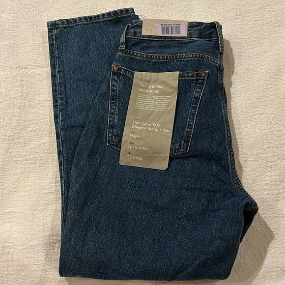 Everlane no stretch Denim The Curvy 90’s cheeky straight 27 crop NWT - Picture 1 of 10